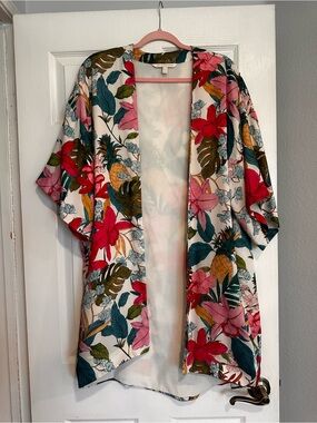 Zara Tropical Floral Kimono Cardigan - Multicolor
